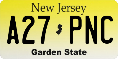 NJ license plate A27PNC