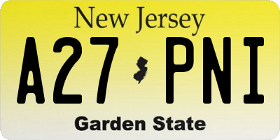 NJ license plate A27PNI