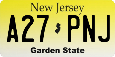 NJ license plate A27PNJ