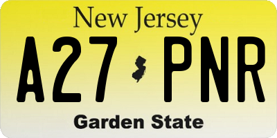 NJ license plate A27PNR