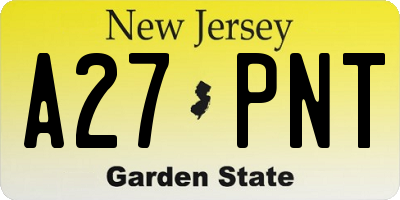 NJ license plate A27PNT