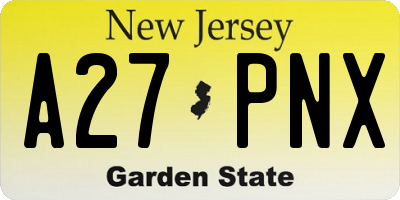 NJ license plate A27PNX