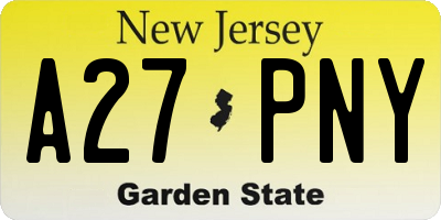 NJ license plate A27PNY