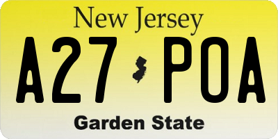 NJ license plate A27POA
