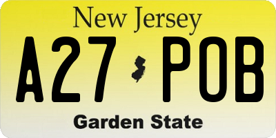 NJ license plate A27POB