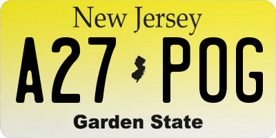 NJ license plate A27POG