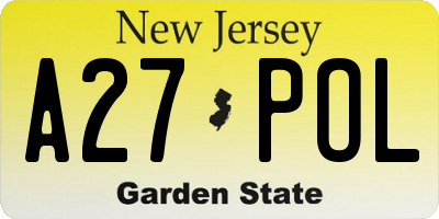 NJ license plate A27POL