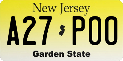 NJ license plate A27POO