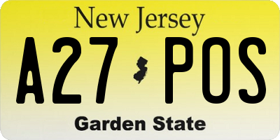 NJ license plate A27POS