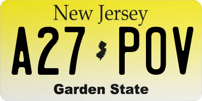 NJ license plate A27POV