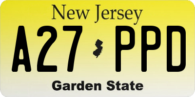 NJ license plate A27PPD