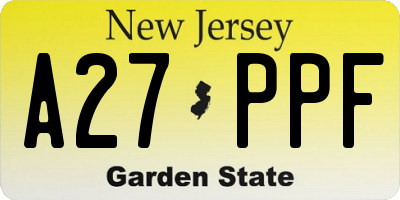 NJ license plate A27PPF