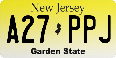 NJ license plate A27PPJ