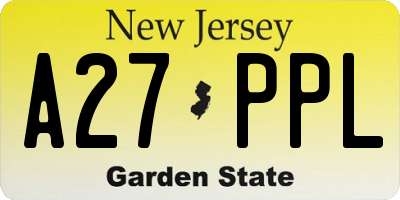 NJ license plate A27PPL