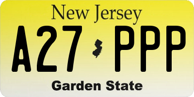 NJ license plate A27PPP