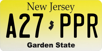 NJ license plate A27PPR