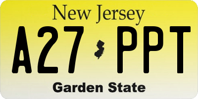 NJ license plate A27PPT