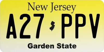 NJ license plate A27PPV
