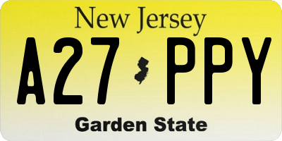 NJ license plate A27PPY