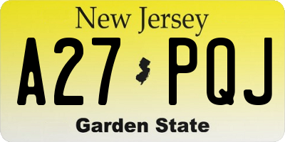 NJ license plate A27PQJ