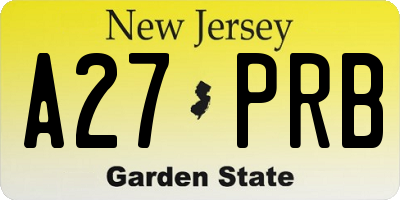 NJ license plate A27PRB