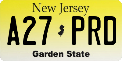 NJ license plate A27PRD