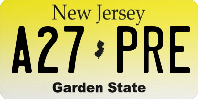 NJ license plate A27PRE