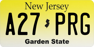 NJ license plate A27PRG