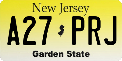 NJ license plate A27PRJ