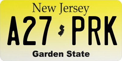 NJ license plate A27PRK