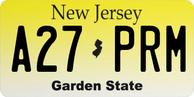 NJ license plate A27PRM