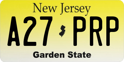 NJ license plate A27PRP