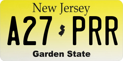 NJ license plate A27PRR