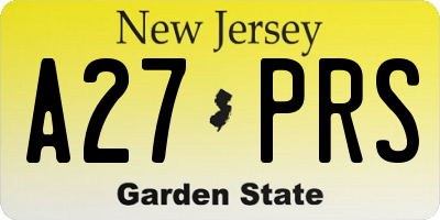 NJ license plate A27PRS