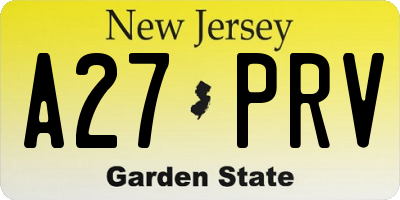 NJ license plate A27PRV