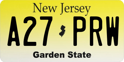 NJ license plate A27PRW