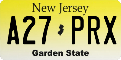 NJ license plate A27PRX