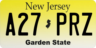 NJ license plate A27PRZ