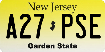 NJ license plate A27PSE