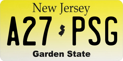 NJ license plate A27PSG