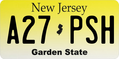 NJ license plate A27PSH