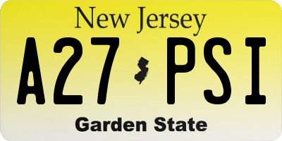 NJ license plate A27PSI