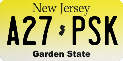 NJ license plate A27PSK