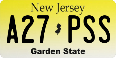 NJ license plate A27PSS