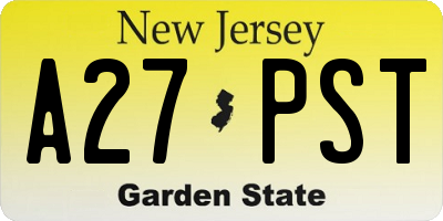 NJ license plate A27PST