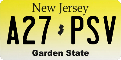 NJ license plate A27PSV