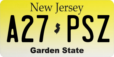 NJ license plate A27PSZ