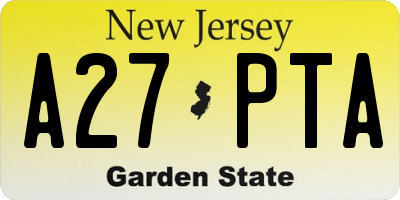 NJ license plate A27PTA