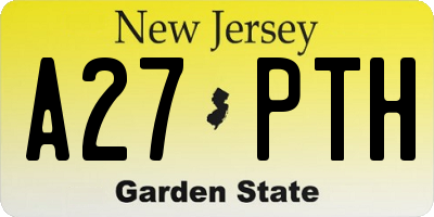NJ license plate A27PTH