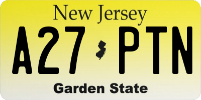 NJ license plate A27PTN